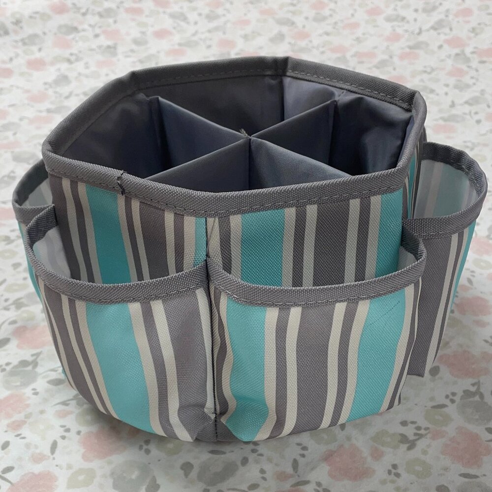 Rotating Desk Organizer - 9 Compartments, 1 with velcro flap closure